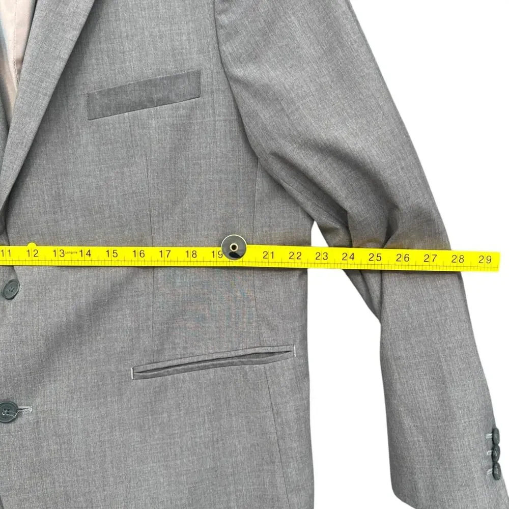 Hockerty Grey Bespoke Custom 2 Button Notched Lapel Blazer Jacket Mens 46‎
